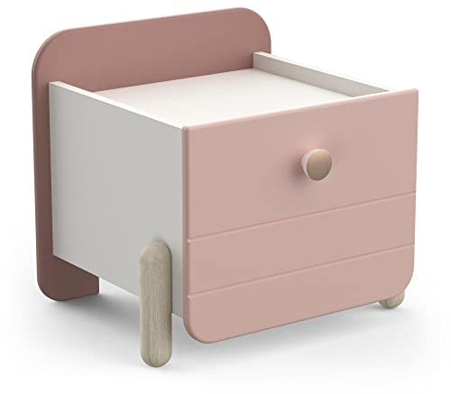 habeig Nachtkommode Mädchen Kinderzimmer Nachttisch Nachtkonsole Nachtschrank Nachtkästch Rosa/Weiss #228