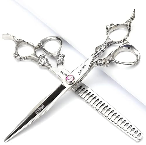 Japanische professionelle Einfuhren 440c friseurschere stahl Haar Schere 6/7 Zoll schere -Friseur gewidmet Haar Scher (7-Zoll 2Stück)