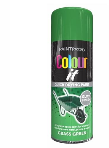 SuperGift.com 2x Grass Green Gloss All Purpose Aerosol Spray Paint 400ml Quick Drying Spray, Fast Dry and Excellent Coverage for Metal, Wood, Plastic and More by Diva Gift