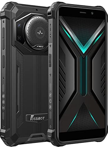 10600mAh Batería Smartphone Resistente FOSSIBOT F101, Altavoz Máximo 3.5W, Cámara 24MP, Teléfono Móvil Antigolpes IP68, Ouad Core 4GB 64GB, Android 12, 5.45'' HD +, Dual SIM, Huella Digital, GPS Negro