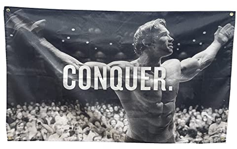 Stormflag CONQUER flagge 90x150cm Flagge für Gym 3x5ft Gym Motivation Lustiges Fitness Poster Polyester 90g mit Ösen mit Doppelnadel genäht.