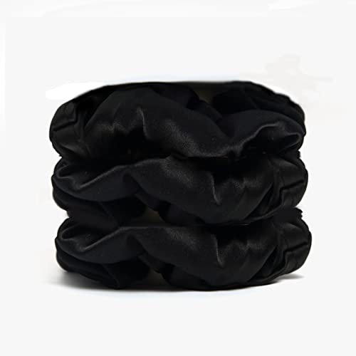 3er-Pack Seiden-Haargummis für Haare, 100% reine Maulbeerseide, 16 Momme-Haargummis mit Gummiband, für Frauen und Mädchen