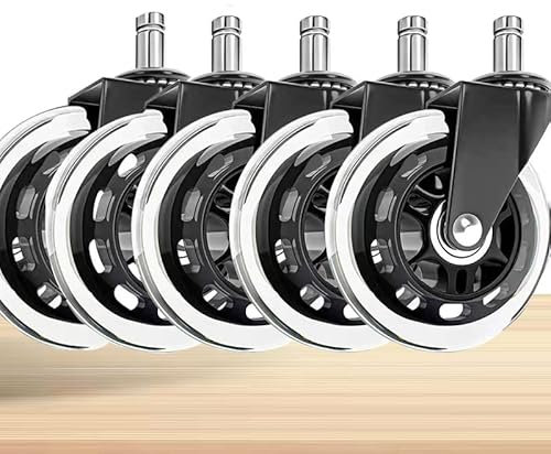 quancifang Bürostuhl Rollen 5er Set, 11mm x 22 mm Rollen für Bürostuhl Ersatzrollen Hartbodenrollen für Teppich und Parkettböden, Strapazierfähige Bürostuhlrollen Ersetzen Transparent