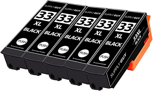Supply Guy 5 Druckerpatronen kompatibel mit Epson 33XL schwarz für Expression Premium XP530 XP540 XP630 XP635 XP640 XP645 XP830 XP900