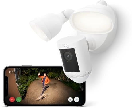 Ring Floodlight Cam Wired Pro | Outdoor Security Camera with 2K Video with Ring Vision, 3D Motion Detection, Bird's Eye View, Siren, alternative to CCTV system | 30-day free trial of Ring Home