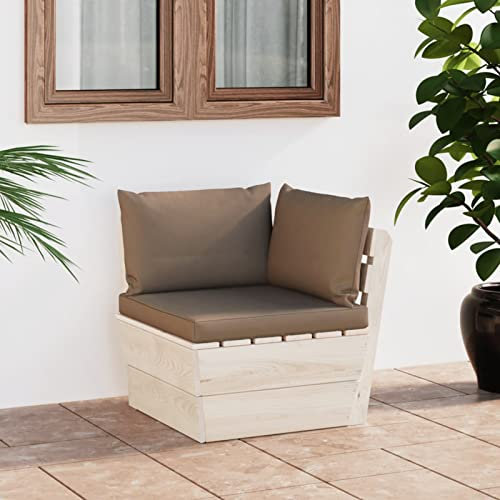 Homgoday Garten-Paletten-Ecksofa mit Kissen Gartensofa Sofa Lounge Einzelsofa Modular Sofa Loungesessel Gartenmöbel Balkon Terrasse Imprägniertes Fichtenholz