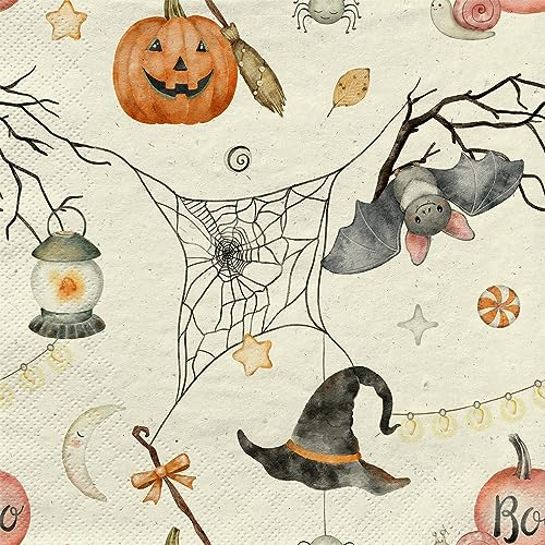 20 kleine Cocktail-Servietten Halloween Lust auf Halloween als Tischdeko. Papierservietten mit Motiv. Auch für Decoupage und Serviettentechnik 25x25cm