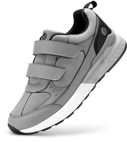 FitVille Mens Extra Wide Trainers Lightweight Comfortable Walking Shoes Breathable Running Sneakers for Plantar Fasciitis Flat Feet - Rebound Core V8