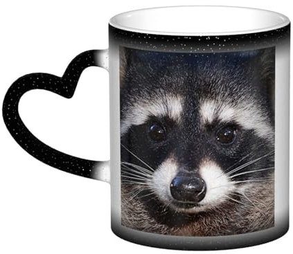 ZaKhs Kaffeetasse mit Waschbär-Motiv, Farbwechsel, Keramik, isoliert, für Damen und Herren