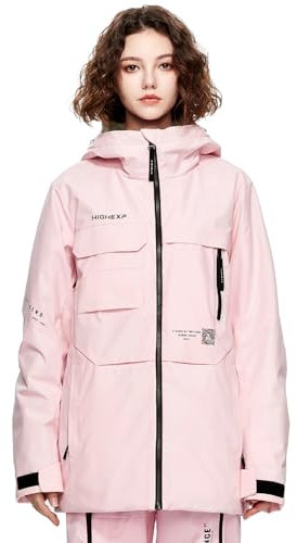 HIGH EXPERIENCE Skijacke, Snowboardmantel, Schnee, Winter, wasserdicht, isoliert, winddicht, warm, mit Kapuze für Herren und Damen, Pink, XL