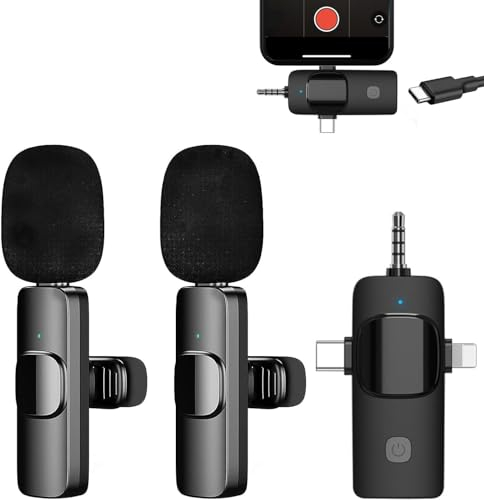 BSLVWG Microphone cravate sans fil pour iPhone/iPad/téléphone Android/ordinateur portable, micro à clipser Plug-Play avec réduction du bruit pour podcast vidéo enregistrement Vlog/Live