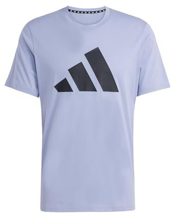 adidas Uomo Train Essentials Feelready Logo Training Tee, Silver Violet/Black, M
