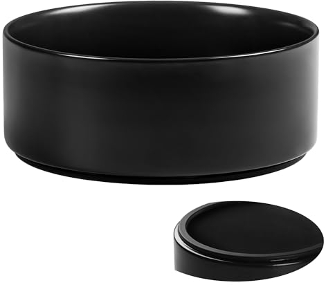 Kitwinney Large Dog Bowls, Non Slip Heavy Ceramic Dog Food and Water Bowl with Silicone Base, 8 Pet Feeding Bowl for Small, Medium, and Big Dogs (Black, 8 Inches)