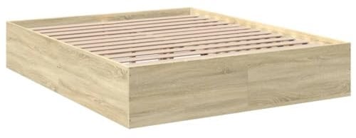 vidaXL Bettgestell, Bett Doppelbett für Schlafzimmer, Bettrahmen mit Lattenrost, Schlafzimmerbett Modernes Design, Sonoma-Eiche 160x200cm Holzwerkstoff