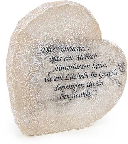 Logbuch-Verlag Grab Deko Herz mit Spruch 21,5 x 20,5 x 4 cm Grabschmuck Kunststein wetterfest