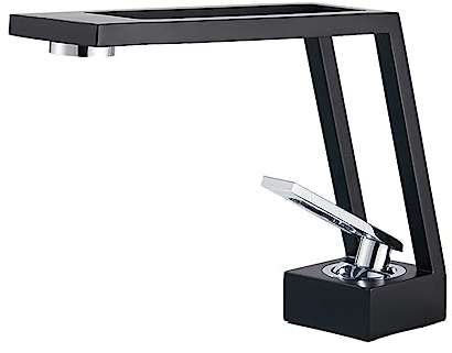 4-farbiger, quadratischer, hohler, auf der Arbeitsplatte montierter Warm- und Kaltmischhahn(Black Chrome)