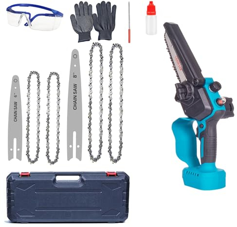 Mini Motosega a Batteria per Potatura compatibile con Makita 18V, 6 Pollici Sega a Batteria con Pompetta Olio, Motosega Elettrica a Batteria per il Taglio del Legno Giardini (senza batteria)