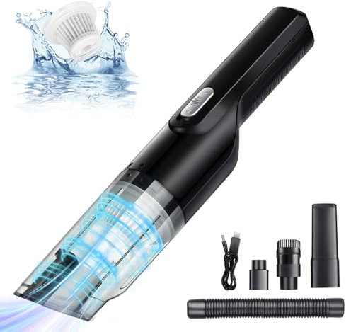 Zamufo Handstaubsauger Akku, Kabellos mit LED-Licht, Mini Tragbarer Staubsauger für Tierhaare, Haus, Haustier und Auto - Nass und Trocken