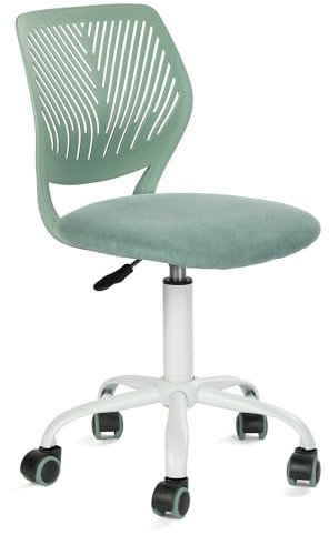 HOMYLIN Lot de 1 Chaise de Bureau, Petite Chaise de Bureau sans accoudoirs avec Coussin d'assise en Tissu et Dossier en Plastique, Chaise d'ordinateur pivotante de Couleur Macaron pour étudiants,