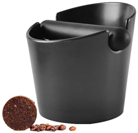 Knock Box, Negro Cajon Posos Cafe, Cubo para Posos de Cafe, Recipiente Posos Cafe Café Molido Recipiente Accesorios Cafe con Barra de Golpe de Metal Extraíble para Cocina Oficina Cafetería