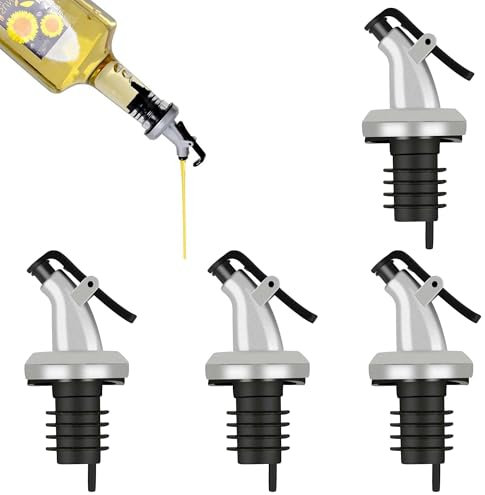 4 Pcs Liquor Pourer, Bottle Pourers for Spirits, Oil Pourer Bottle Speed Pourers, Oil Vinegar Bottle Stopper Spout Leakproof Nozzle Dispenser Wine Pourer