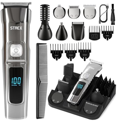 Strex Barttrimmer - 14 in 1 Set - Kabellos & Wasserfest - Multigroomer/Bodygroomer/Trimmer/Bartpflege/Bartschneider