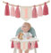 GlamRays Handgemachte Boho 1. Geburtstags Hochstuhlbanner Pink Party Dekoration für Mädchen Babyschaum