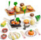Wooden Play Kitchen Set, Cutting Vegetables and Fruits, Educational Toys with Plates and Utensils