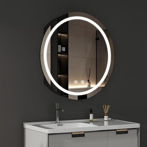 WDWRITTI LED Spiegelschrank mit Beleuchtung 60x60x13cm Badezimmerschrank, Bad Metall Badschrank Medizinschrank Spiegel Kabinett mit 3-Farben Dimmbar, Beschlagfrei