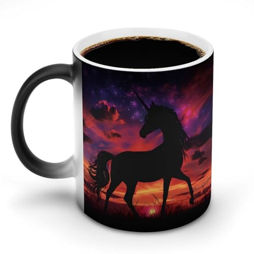 Mystic Sunset Unicorns Heat Changing Coffee Mug Color Changing Mug Ceramic Cup for Women Men Gifts Idea