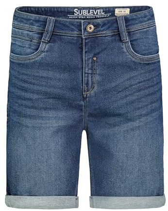 Sublevel Herren Stretch Jeansshorts mit umgeschlagenem Saum Denim Bermuda Hose