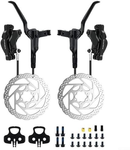 4 Kolben Hydraulische Scheibenbremse Set für Mountainbikes CNC Integrierter Bremssattel Allwetter Performance Dual-Loop Oil System MTB Bremsen Kit (mit Scheibe)