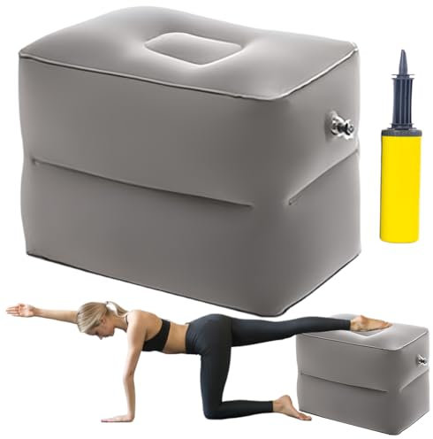 RANJIMA Bandscheibenwürfel Aufblasbar,Stufenlagerungswürfel mit Pumpe, Beinhochlagerungskissen, Bandscheibenkissen, Entlastungswürfel, Aufblasbare Fußstütze Kissen für Reisen Auto & Zuhause & Büro