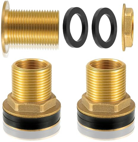 CDDCWZ 2 Stück Regentonnendurchführung, Innengewinde Ø19mm x Außengewinde Ø25mm inkl. Dichtung, für Regentonnen Wassertonnen Wassertanks