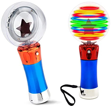 Fyearfly Baguette magique lumineuse avec spectacle de lumière LED rotative, boule lumineuse de 19 cm, jouet pour fêtes d'enfants, concerts, spectacles et jeu sensoriel d'autisme