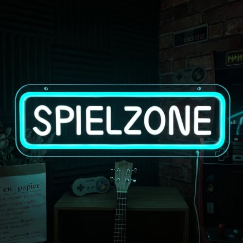 SPIELZONE Cartel de neón para pared, luz de neón, regulable, alimentada por USB, para zona de juegos, fiesta, habitación, decoración, tienda, hogar, cocina, bar, restaurante, club, negocio para gamer