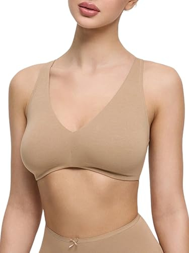 creamy fabrics Cotton Bügelloser BH Damen – Wattierter Baumwoll BH ohne Bügel – Superweich & atmungsaktiv – Sanfter Halt für Sensible Haut – Bequemer Alltags BH
