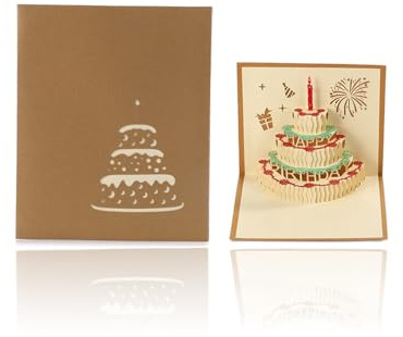 GONZTEL 1 Stück 3D Lustige Geburtstagskarte, Geburtstagskarte Pop Up, Karten Geburtstag Grußkarten mit Torte Pop Up, Geburtstagskarte Frau Männer Kind, Perfekt Geburtstagsgeschenk