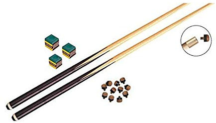 SUPREME - Lot 2 Queues billard 123 cm 1pc + 3 craies vertes + 10 embouts