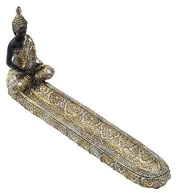 Räucherstäbchenhalter Buddha Dekoration Räucher-Zubehör Halter Figur Buddhismus Meditation Lotus Tibetisch Gold Schiffchen Feng Shui Von Brillibrum