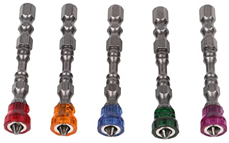 Bqlzr 1/10,2 cm S2 in acciaio cromato per cartongesso cacciavite magnetico bit PH2 L65 x D9 MM cartongesso vite bit hex shank con arresto di profondità 1-, confezione da 5
