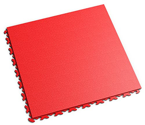 Fortelock PVC Vinyl Bodenfliese | PVC Fliesen Garage | Garagenboden | Werkstattboden | Invisible Snake (Hohe Belastbarkeit) 2030 (Rot)