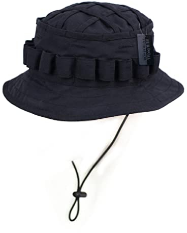 ZAPT Boonie Hut Militär Camo Cap Hunter Sniper Ghillie Bucket Hats Verstellbarer Dschungel-Buschhut, solide, schwarz, Einheitsgröße