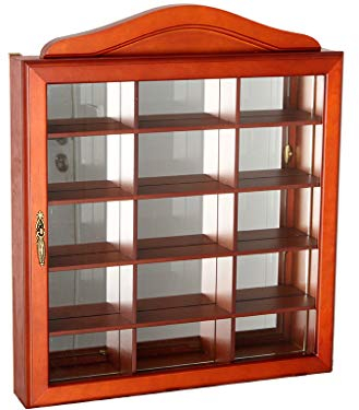 Vitrine murale en bois et verre, fermeture magnétique, 42 cm.