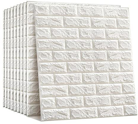 Ray-Velocity 3D Wandaufkleber 60 x 60cm Selbstklebende Dekorative 3D Wandpaneele, Wasserdichte Tapete für Dekoration Renovierung Wohnzimmer Schlafzimmer Küche (12, Ziegel)
