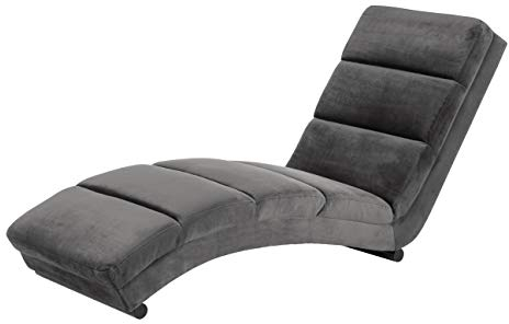 AC Design Furniture Sidse organische Chaiselongue grau Samt fürs Home Office und Wohnzimmer, Keine Montage, L: 170 x B: 60 x H: 82 cm, 1 Stk.