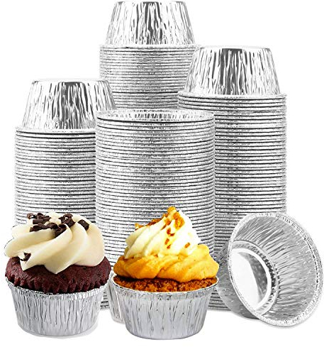 Aluminum Foil Ramekins, Little Disposable Baking Cups, 4 oz Disposable Baking Cups for Cupcake, Souffle or Mini Snacks