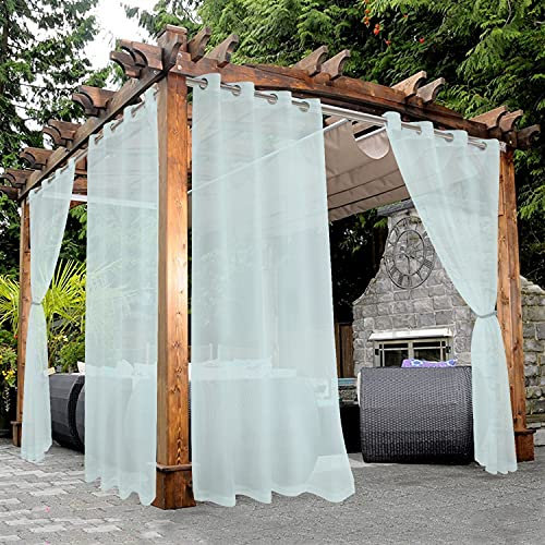 Bonzer Durchsichtige Outdoor-Vorhänge für Terrasse, wasserdicht, 2 Paneele mit Ösen, für den Innenbereich, Voile-Vorhänge für Wohnzimmer, Schlafzimmer, Veranda, Pergola, Cabana, 137,2 x 213,4 cm,