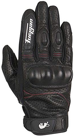 Furygan TD21 Herren Motorradhandschuhe - Handfläche 100% Leder & Perforiert - Sommerhandschuhe - Optimale Belüftung - Mittelhandschutz D3O - Verschiedene Größen, Schwarz