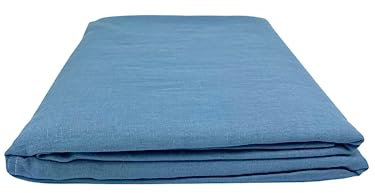 Ger3as Leinen Bettlaken ohne Gummi 100% Stonewashed Natürlich Leinen Laken Überwurf Leinen Gewaschen (Blau, 240x260cm)